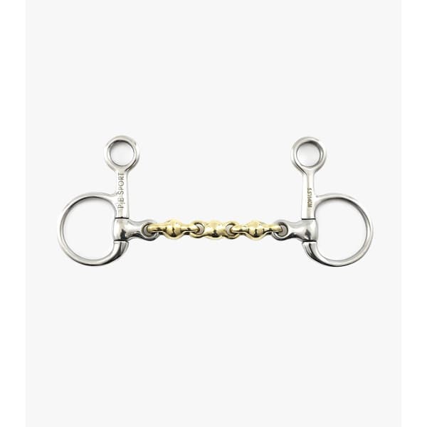 Premier Equine Brass Alloy Hanging Cheek With Waterford Mouth Bit  12 cm