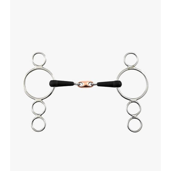 Premier Equine Rubber Three Ring Dutch Gag With Lozenge Bit  11 cm