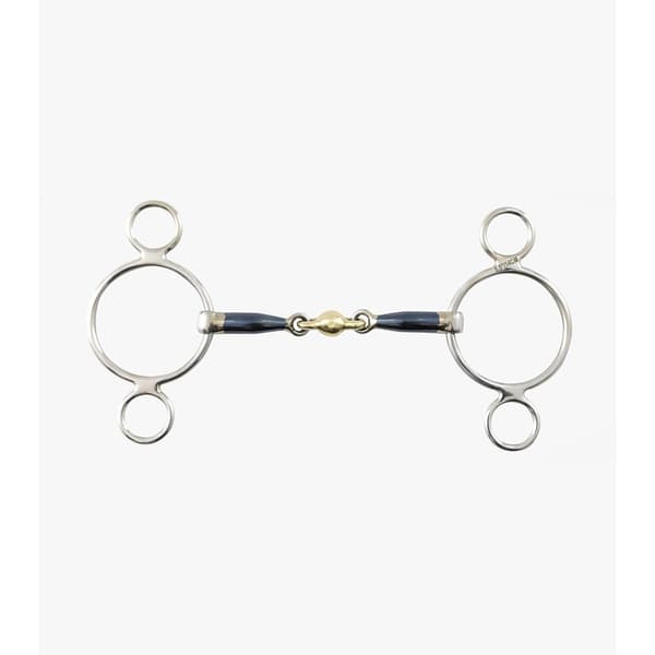 Premier Equine Sweet Iron Two Ring Gag With Brass Alloy Lozenge Bit  11 cm