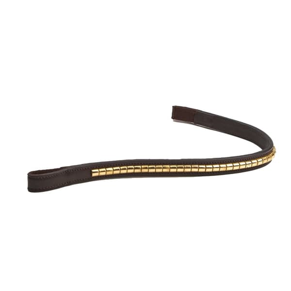 Velociti Rapida Leather Clincher Horse Browband Havana/Brass Cob