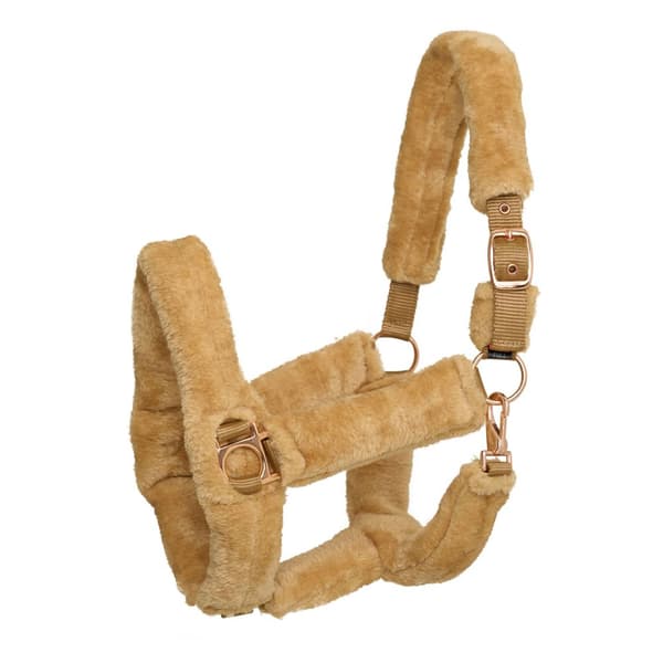 Imperial Riding IRHGo Star Faux Fur Horse Headcollar Taupe Cob