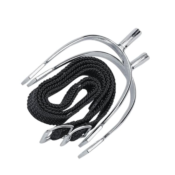 Korsteel Womens/Ladies Pow Never Rust Spurs And Strap Silver/Black 20mm