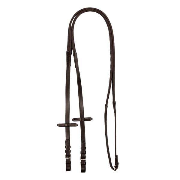Equestro Silver Nahka- Ja Kumiohjat Ruskea Cob