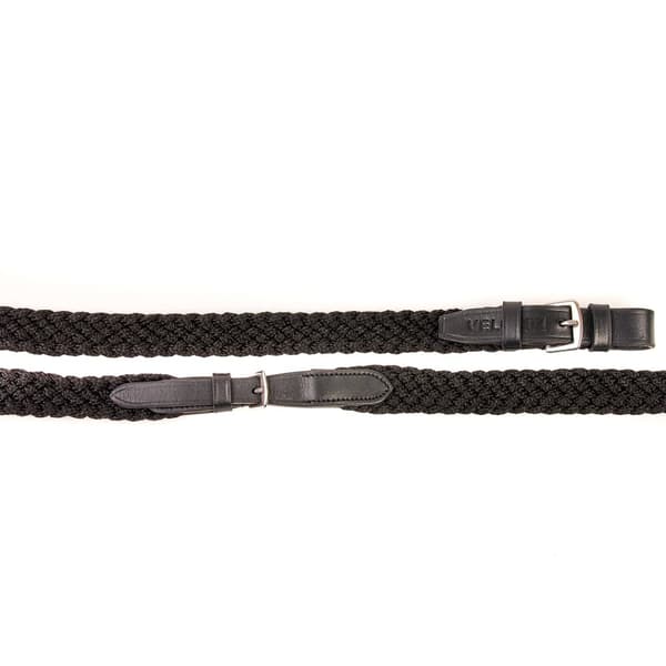 Velociti Gara Games Leather Braided Horse Reins Black 48in x 0.7in