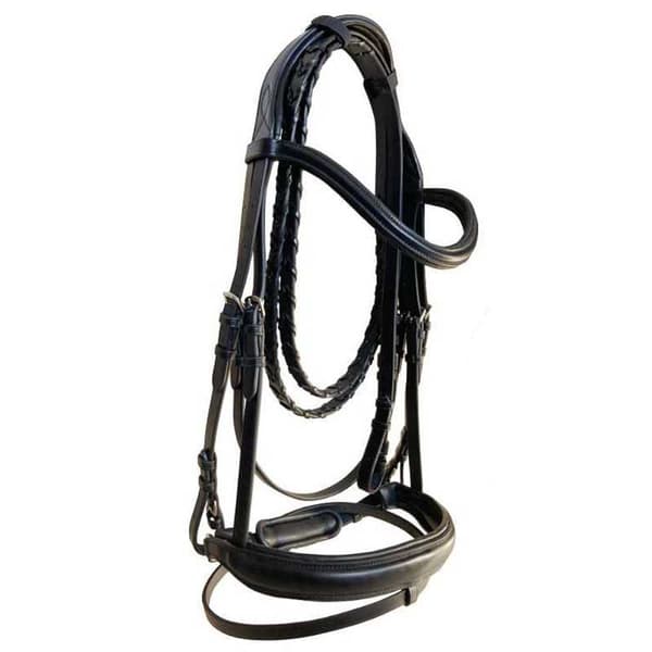 Omega Line Snaffle Omega Stitched Reins Suitset Musta Cob