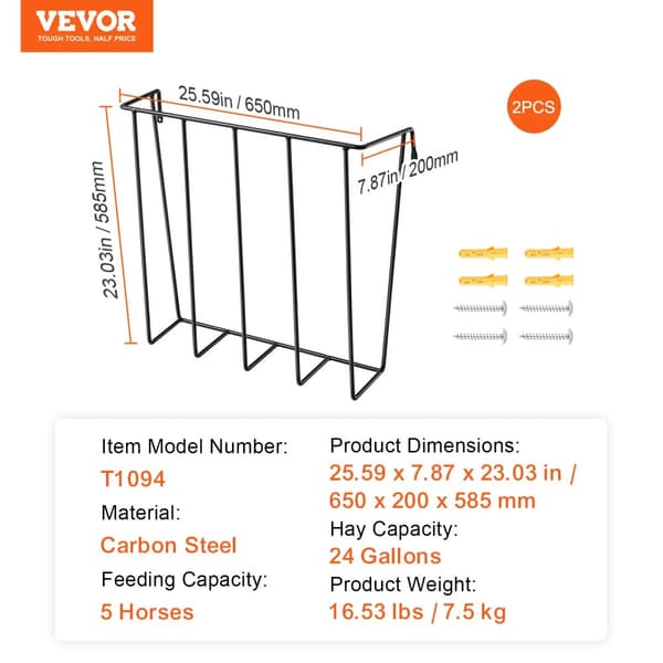 VEVOR Husdyr Høfoder, 24 Gallon Kapacitet, Kulstofstål Konstruktion,2 styk