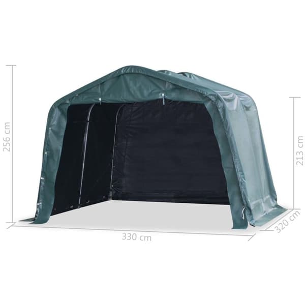 vidaXL Flyttbart kvegtelt PVC 550 g/m² 3,3x3,2 m mørkegrønn