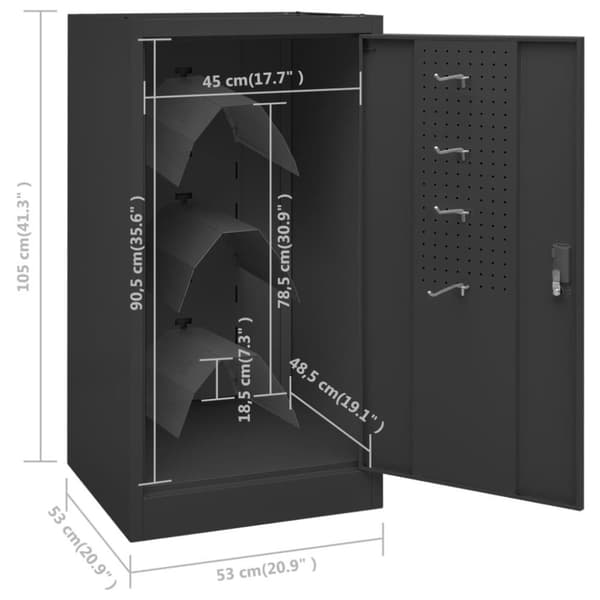 vidaXL Salskap antrasitt 53x53x105 cm stål