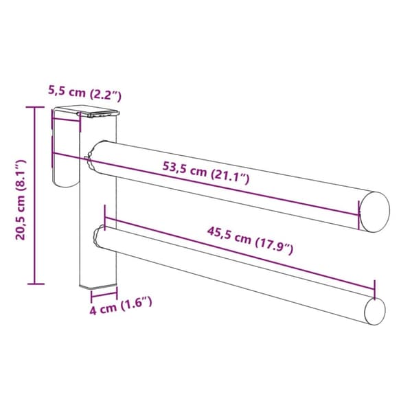 vidaXL sadelholder 2 arme jern sort