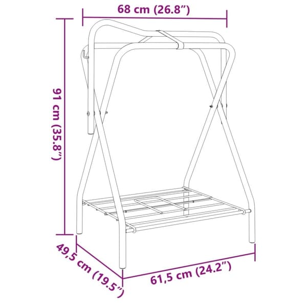 vidaXL sadelholder foldbar jern sort