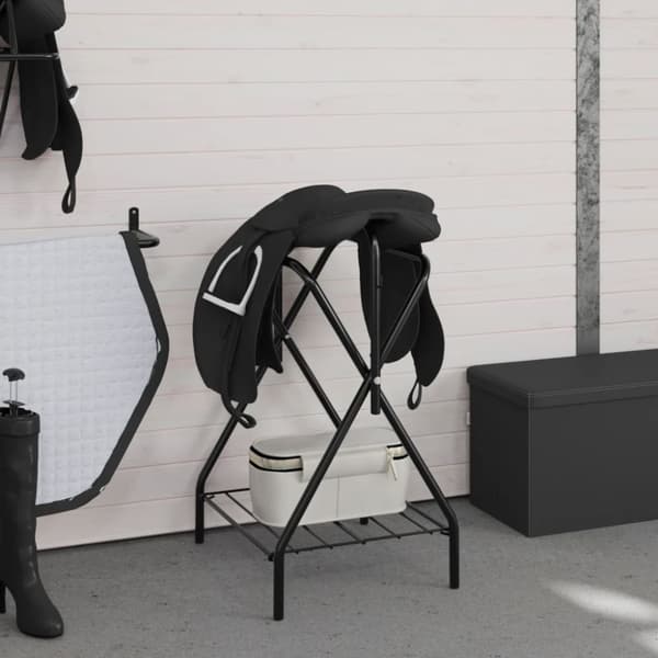 vidaXL sadelholder foldbar jern sort