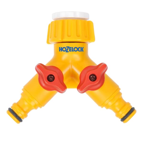 Hozelock Dual Tap Connector Yellow/Red One Size