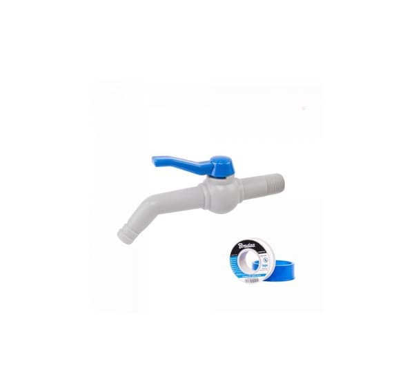 Tap 45° 1/2'' for slange 13-19mm, lengde. 17cm, med PTFE tape - sett