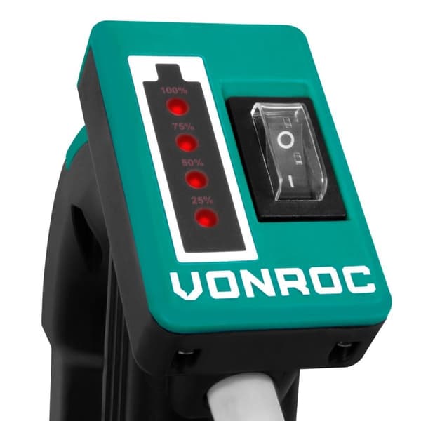 VONROC Batteridriven Dränkbar Pump för Regnvattenstunnor – 50W, 1500 l/h, 12V, Teleskopiskt Rör & Torrkörningsskydd