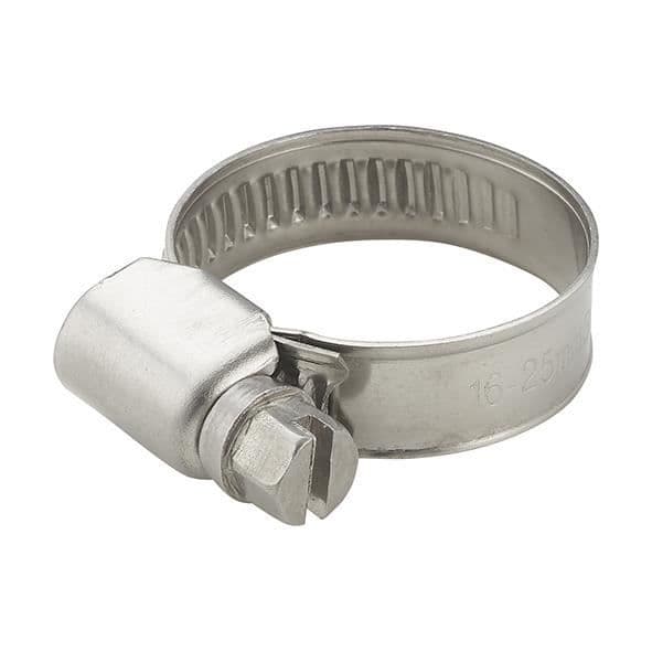 2 rostfria slangklämmor Bredd 9 millimeter Åtdragningsdiameter 10-16 mm AROZ