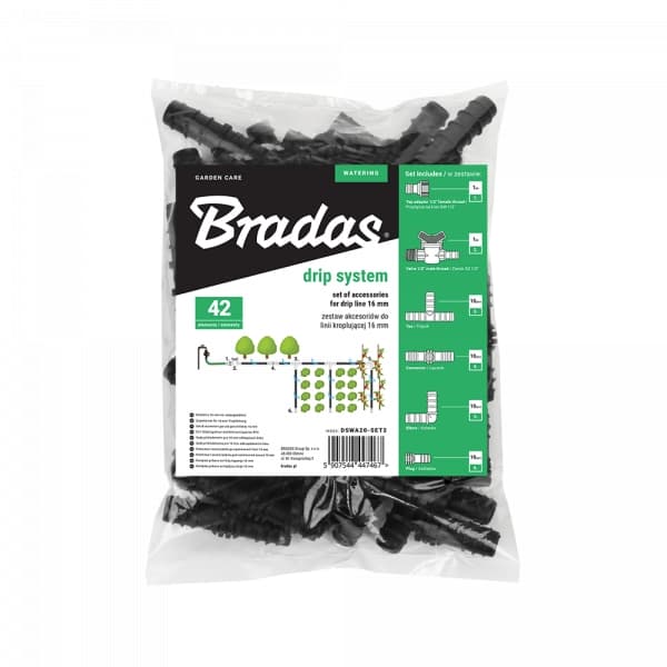 Set med 5 produkter. Tillbehörssats för droppledning 16mm - 42st.