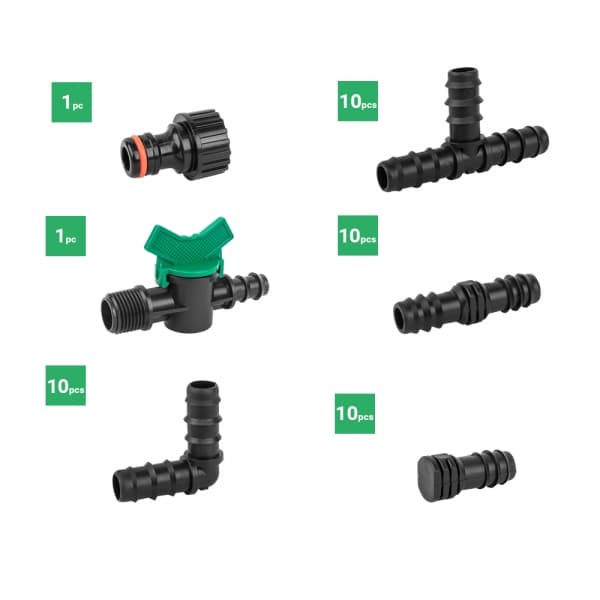 Set med 5 produkter. Tillbehörssats för droppledning 16mm - 42st.