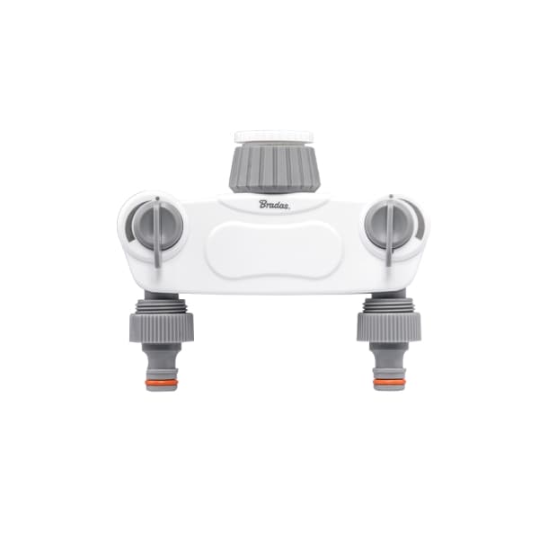 Sæt med 3 produkter. WHITE LINE SOLID 2-vejs manifold med 1 "eller 3/4" haneventiler
