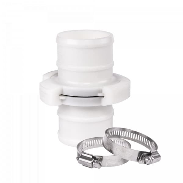 Set med 4 produkter. Klokobling for en 1 ½" slange med et SETT med to slangeklemmer