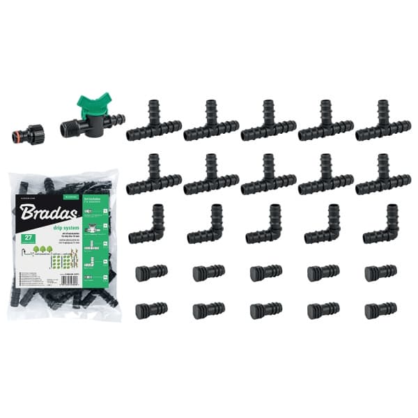 Set med 10 produkter. Tillbehörssats för droppledning 16mm - 27st.