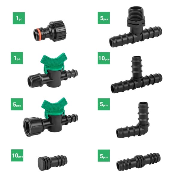 3 tuotteen paketti. Tarvikesarja tippaputkeen 16mm - 42kpl.