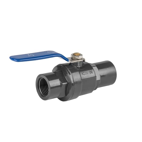 Sæt med 2 produkter. PN10 PVC kombineret ventil, SS håndtag 2" hun / 2" hun