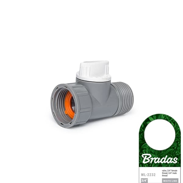 Sæt med 15 produkter. WHITE LINE haneadapter med ventil - 3/4" hun/han