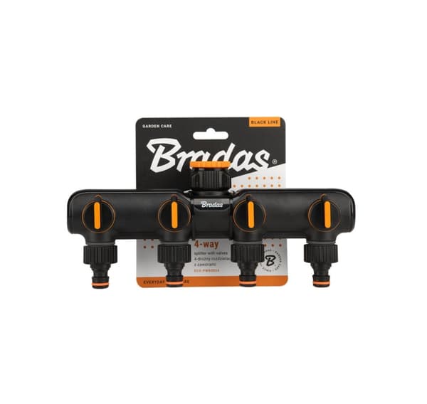 4-vejs manifold med ventiler 1" indvendigt gevind til 3/4" indvendigt gevind