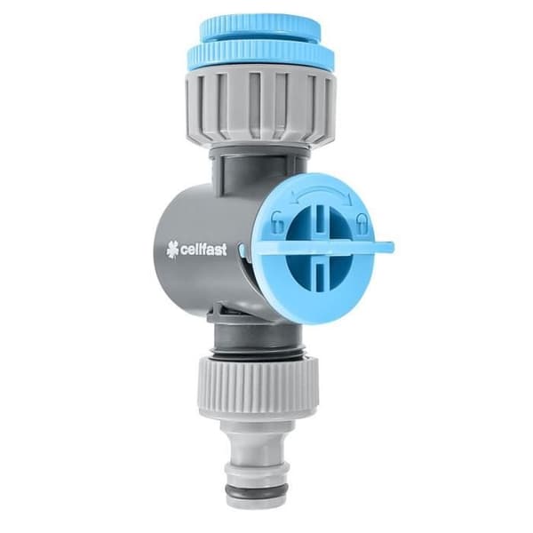 Universal krananslutning med avtagbart filter Cellfast 52-256 lämplig för G1/2", G3/4" och G1" kranar upp till 6 bar