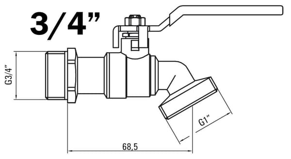 Havehane 3/4"", to ender
