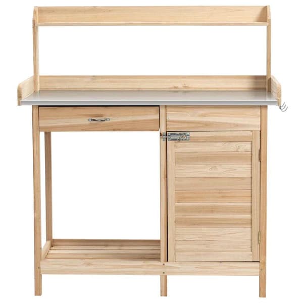 Rootz Pottebænkbord - Plantebord - Havebord - Med skuffe - Havearbejdsbord - 112 x 45 x 125 cm