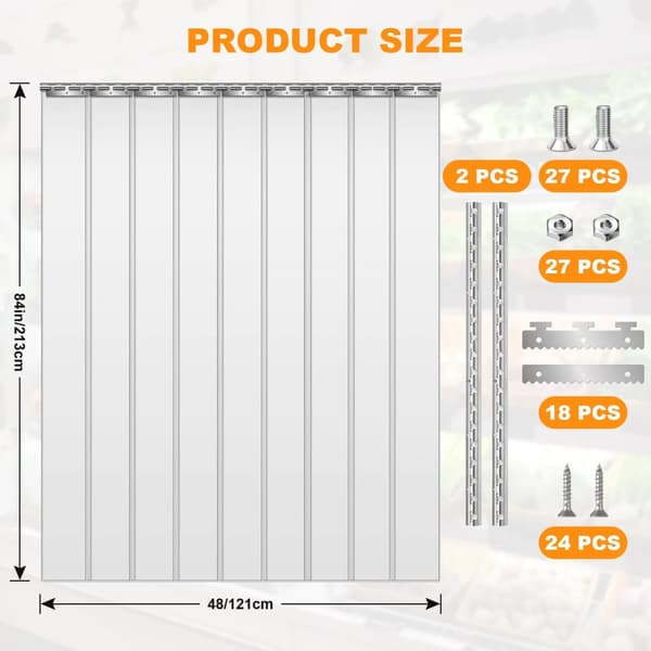 Tuulenpitävä PVC-nauhakatos, energiatehokas, kirkas näkyvyys,121x213cm 9KPL