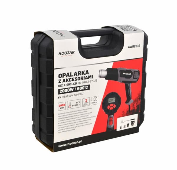 HOOZAR VARMEGUN 2000W MED JUSTERING OG TILBEHØR LCD-DISPLAY