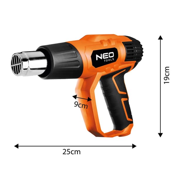Varmepistol 2000W, I: 50ºC, II: 70-600ºC, kasse, display