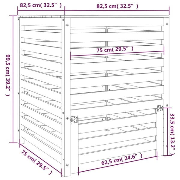 vidaXL Komposti 82,5x82,5x99,5 cm täysi mänty -  Kompostorit