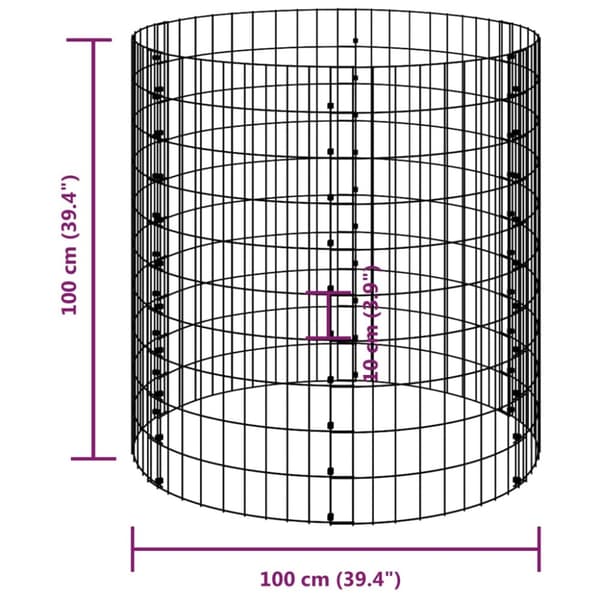 vidaXL Puutarhakomposti Ø100x100 cm galvanoitu teräs -  Kompostorit