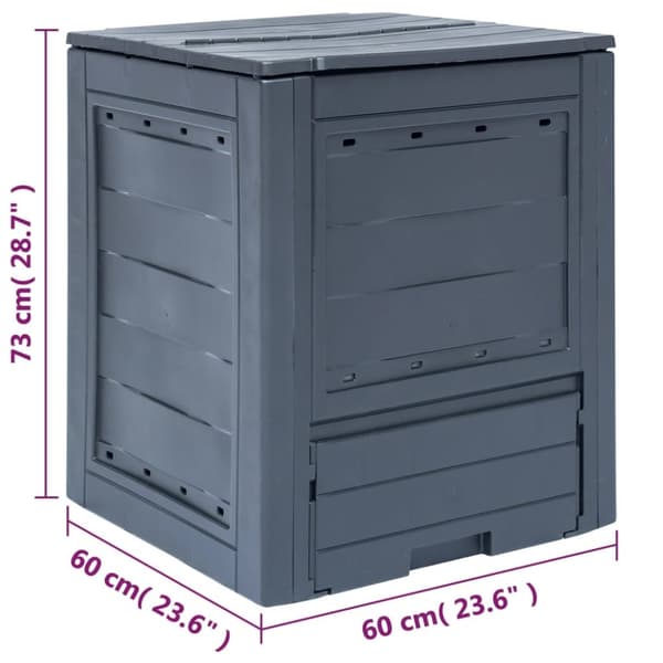 vidaXL Trädgårdskompost grå 60x60x73 cm 260 L - Komposterare