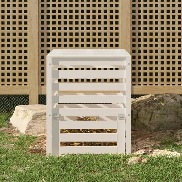 vidaXL Komposti valkoinen 63,5x63,5x77,5 cm täysi mänty -  Kompostorit