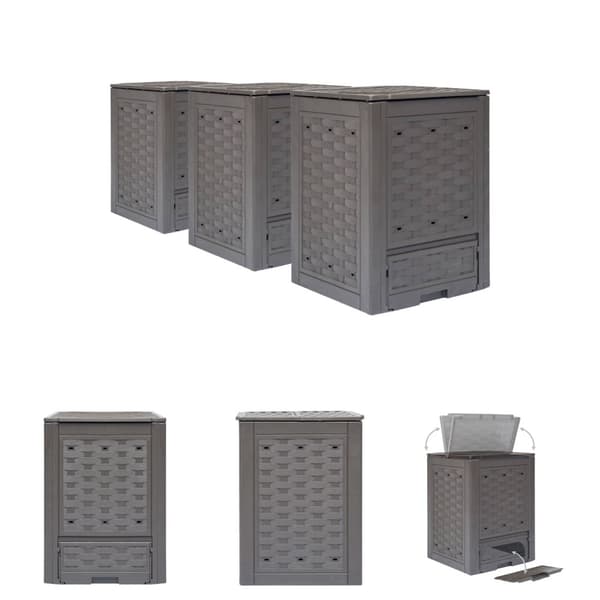 The Living Store kompostbeholdere 3 stk. 60 x 60 x 83 cm 900 l brun -  Kompostbeholdere