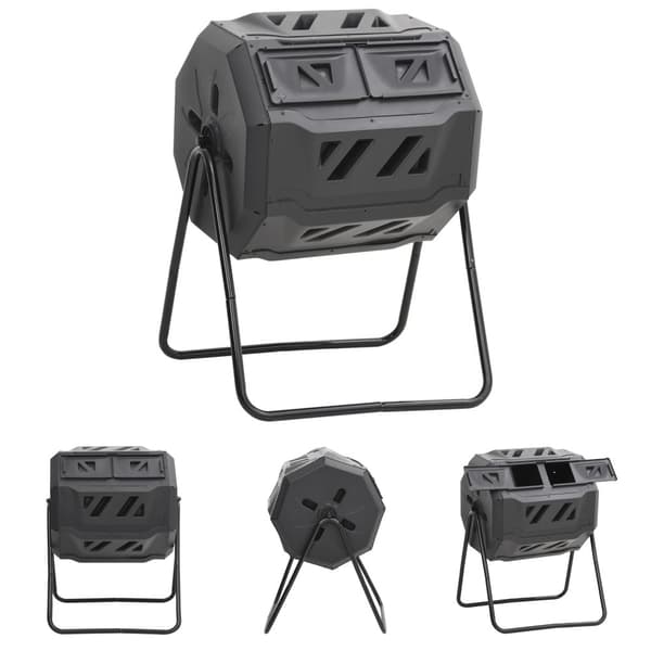 The Living Store kompostbeholder til have 73x64x95 cm 160 l sort -  Kompostbeholdere