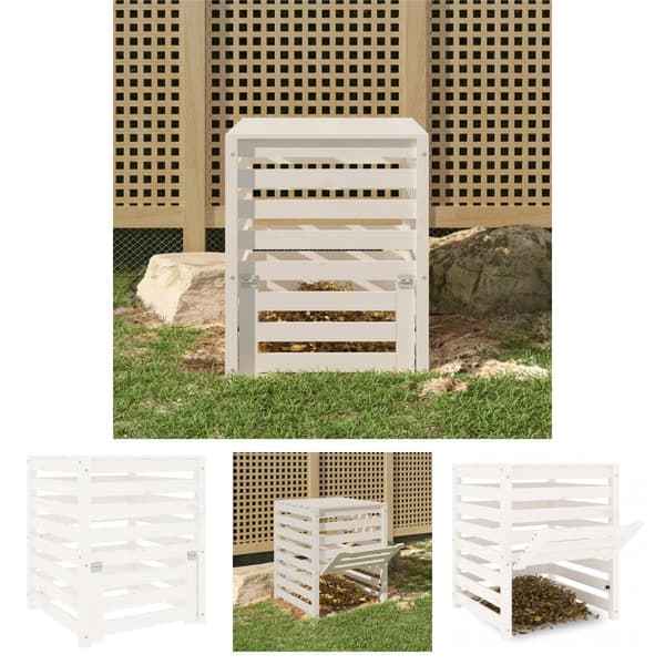 The Living Store Komposti valkoinen 63,5x63,5x77,5 cm täysi mänty -  Kompostorit