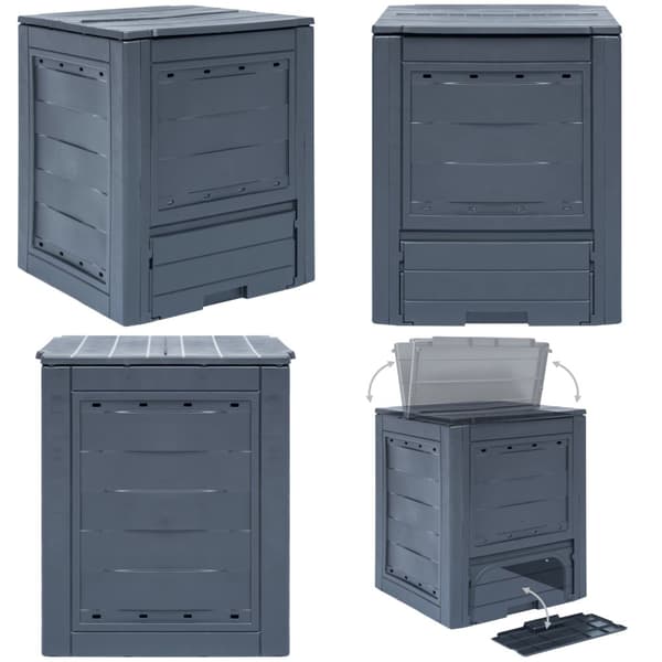 Kompostbeholder til haven 260 l 60 x 60 x 73 cm grå - Kompostbeholder Til Haven - Kompostbeholdere Til Haven - Home & Living