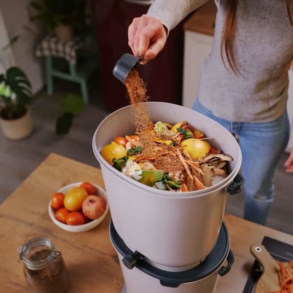 Bokashi komposter Skaza Essential 2x15,3L - aktivator ingår - Grå
