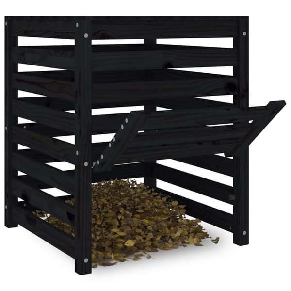 Kompostlåda svart 63,5x63,5x77,5 cm massiv furu