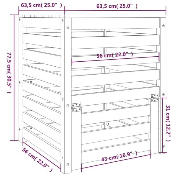 Kompostlåda svart 63,5x63,5x77,5 cm massiv furu