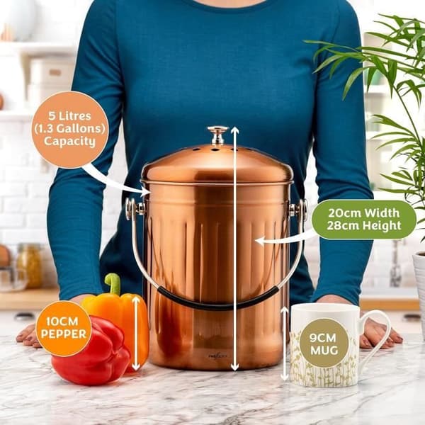 Komposthink - RÖD FAKTOR - Odoft - Rostfritt Stål - 5 Liter - Matt Koppar