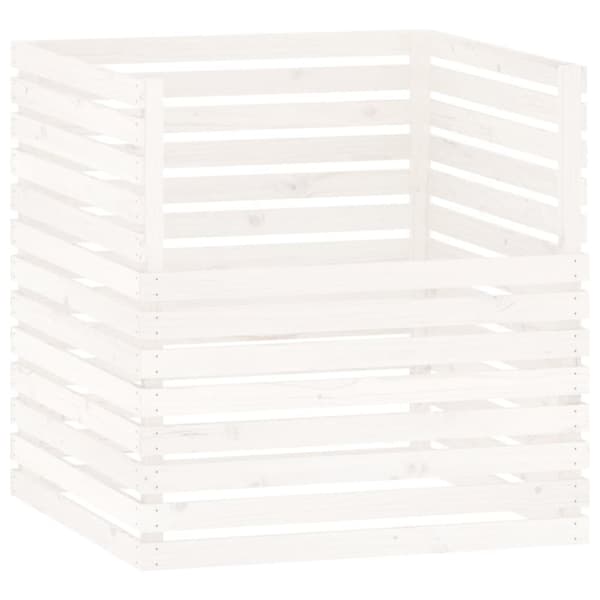 Kompostlåda vit 100x100x102 cm massiv furu