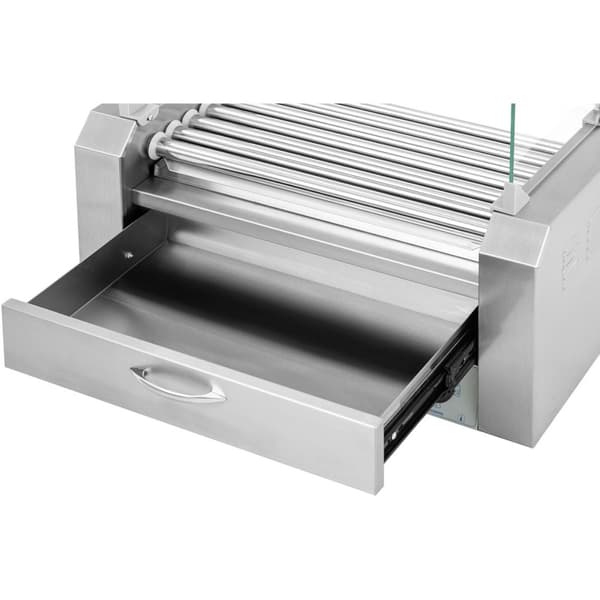 Rullgrillvärmare för korv med låda och lock - 7 rullar