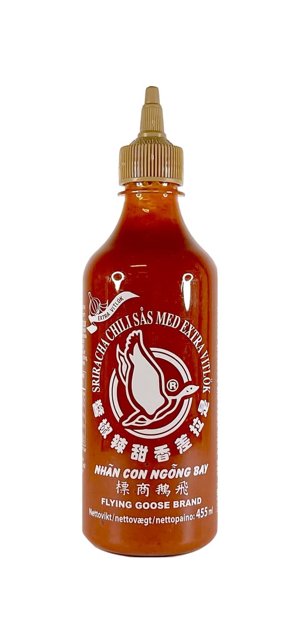Sriracha Chili Sås Med Extra Vitlök Smak 455ml Flying Goose Thailand