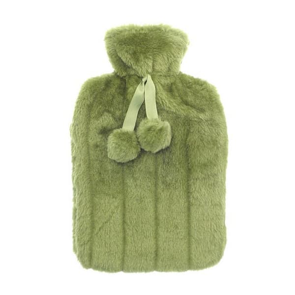 Ribbon Classic Faux Fur Hot Water Bottle Sage 35cm x 22cm x 4cm